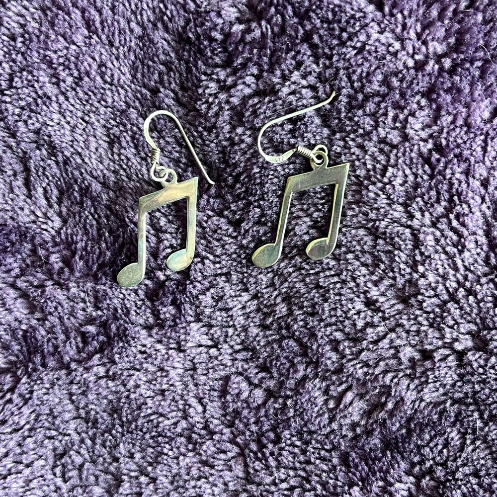 Sterling Silver Music Note Earrings